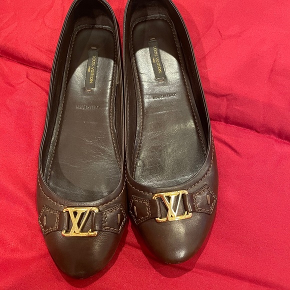 LOUIS VUITTON BROWN FLATS - Picture 1 of 9